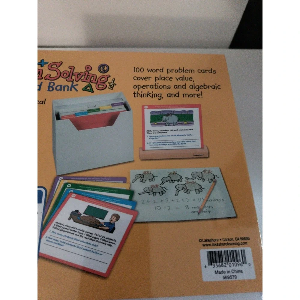 Problem Solving Card Bank by Lakeshore Grade 2-3, 5 Math Domains New sealed